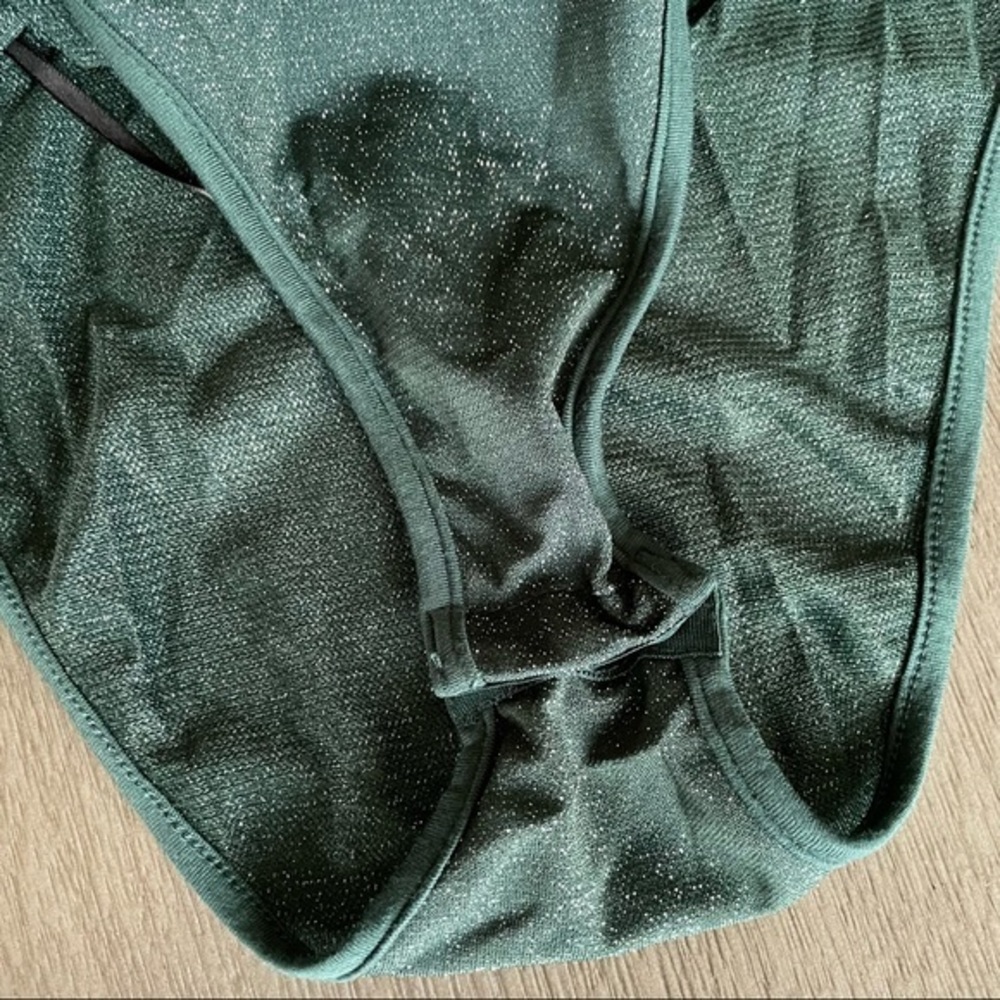 💛 Green Sparkly Multi Way Bodysuit Top Blouse - Picture 5 of 10